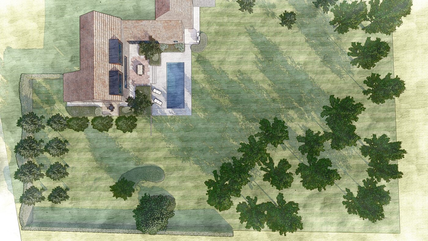 Plan 2D d'aménagement de jardin — vue d'ensemble